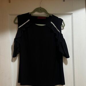 Elegant Black Ruffled Women's Top